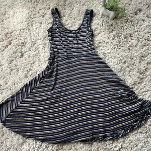 Vintage SO y2k flowy multicolored stripped adorable summer midi womens d…